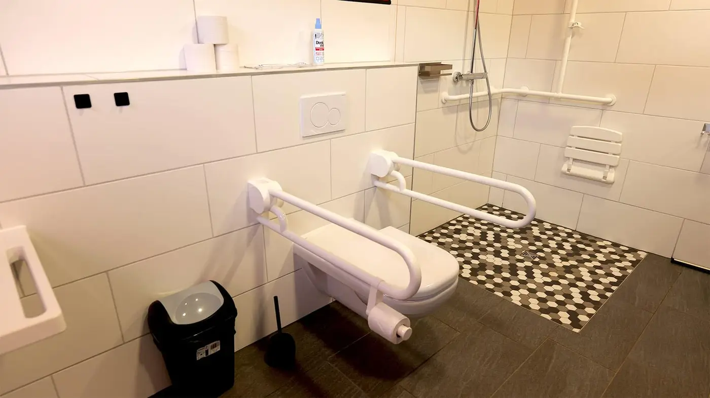 Rolstoeltoegankelijke douche met beugels