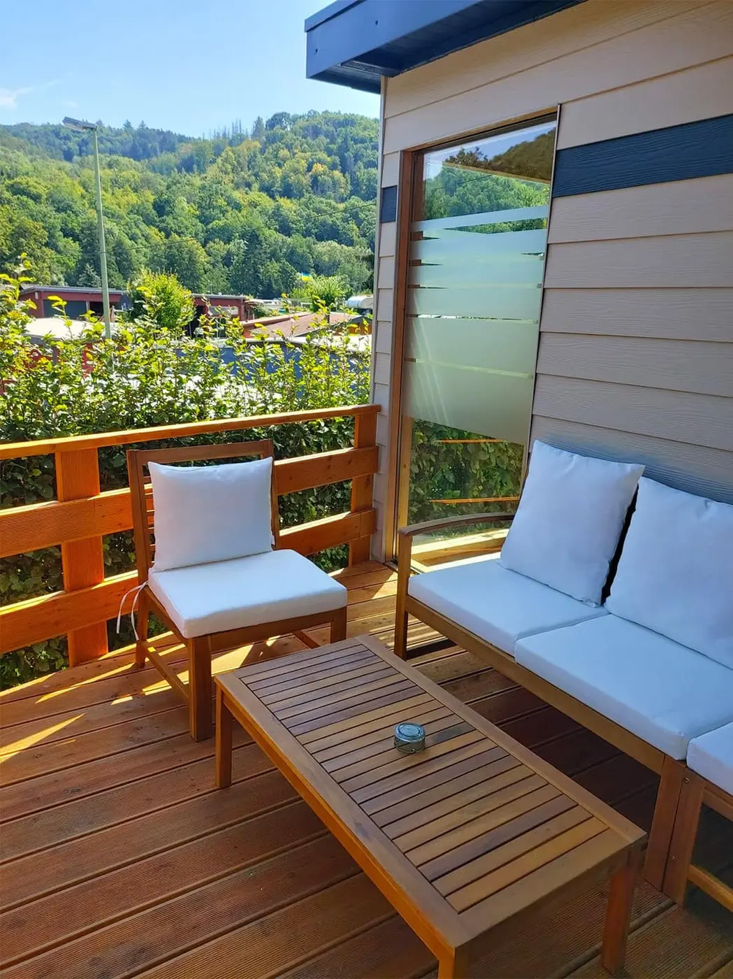 Terras bij de sauna